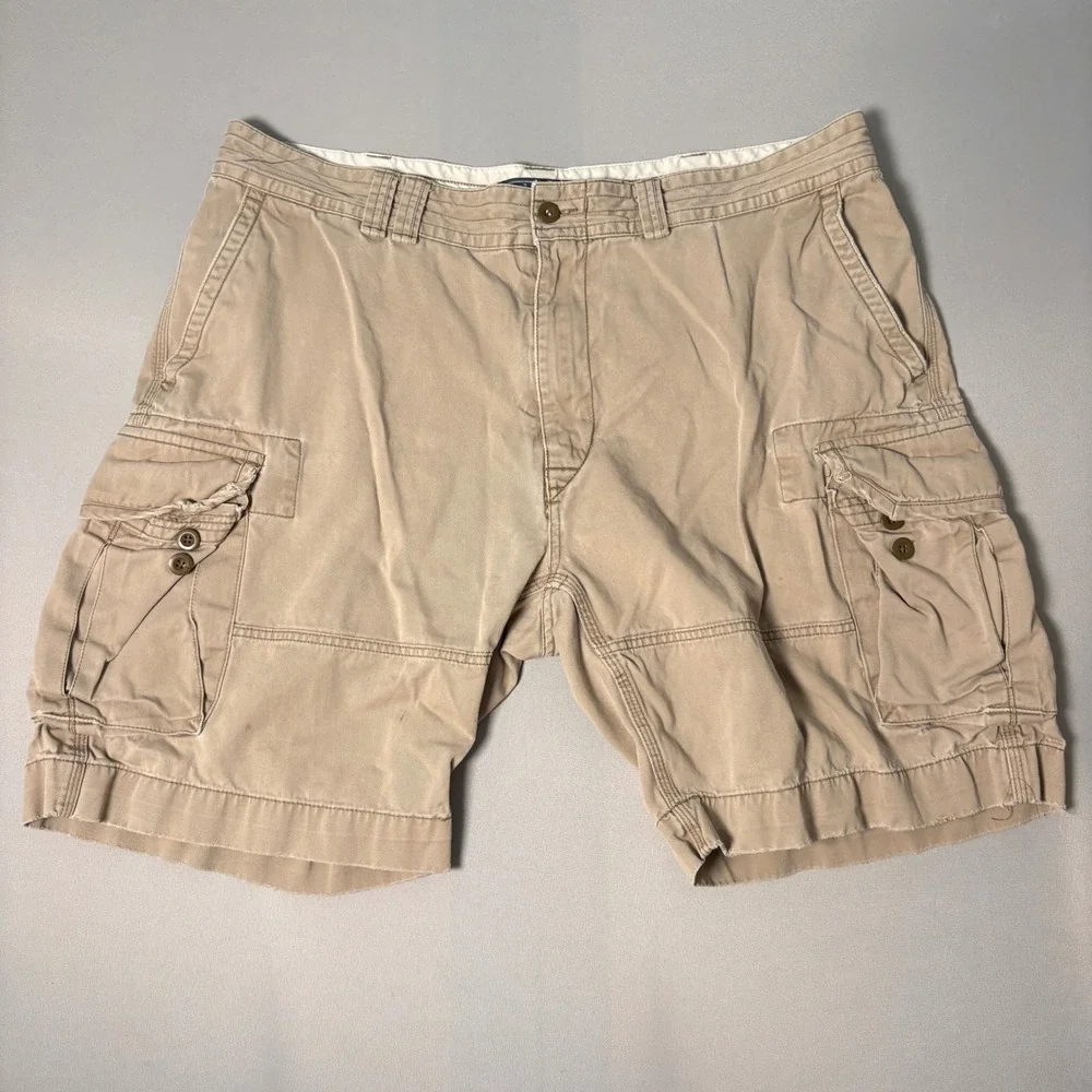 Polo Ralph Lauren Mens Cargo Shorts Khaki Tan Cotton Twill Size 42 Utility